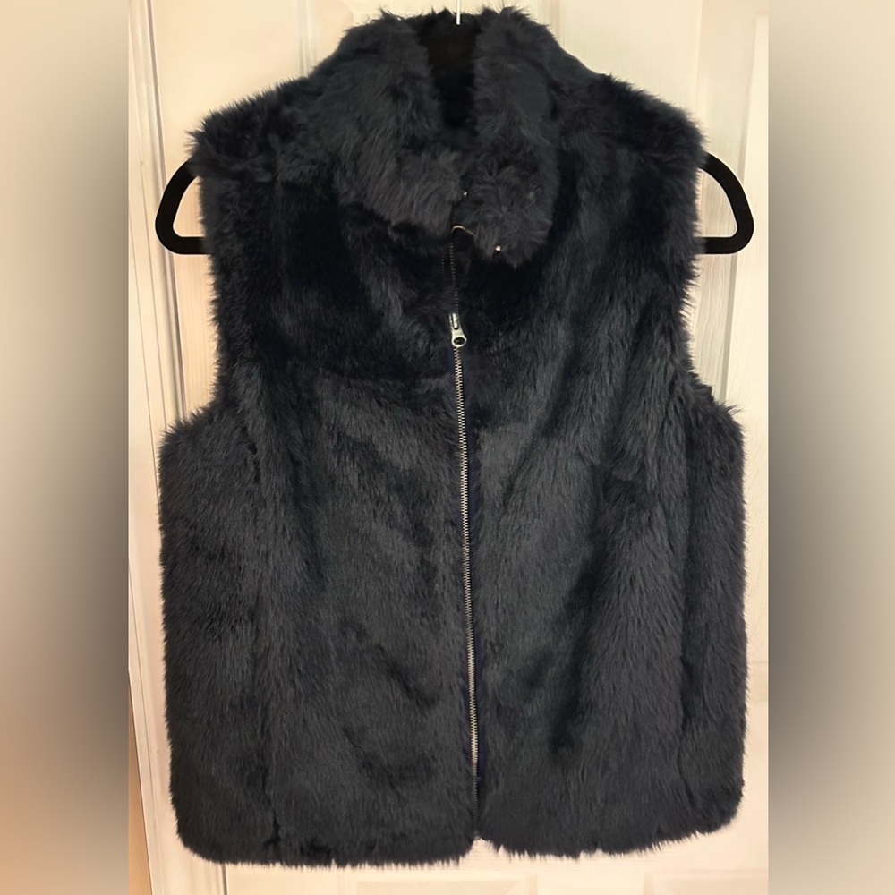 J. Crew Blue Faux Fur Vest